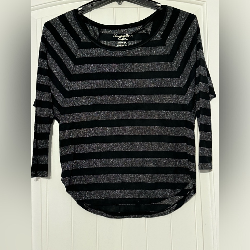 American Eagle Glitter Striped Shirt